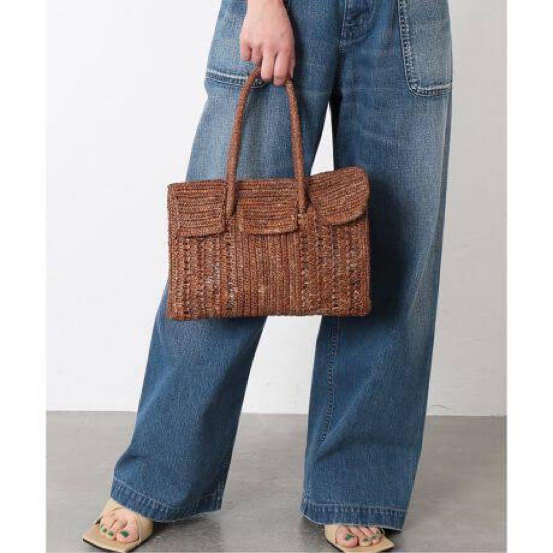 メゾンエヌアッシュパリ【美品】DAHLIA MINI Bag ラフィアバッグ