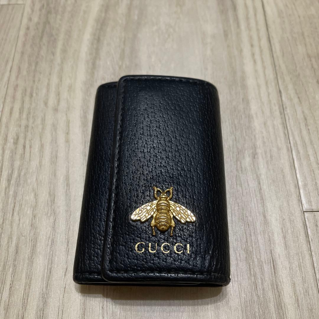 GUCCI アニマリエ ブラックレザー キーケース