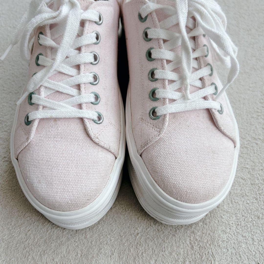 セリーヌ ジェーン トリオンフ プラットフォーム キャンバス スニーカー ピンク