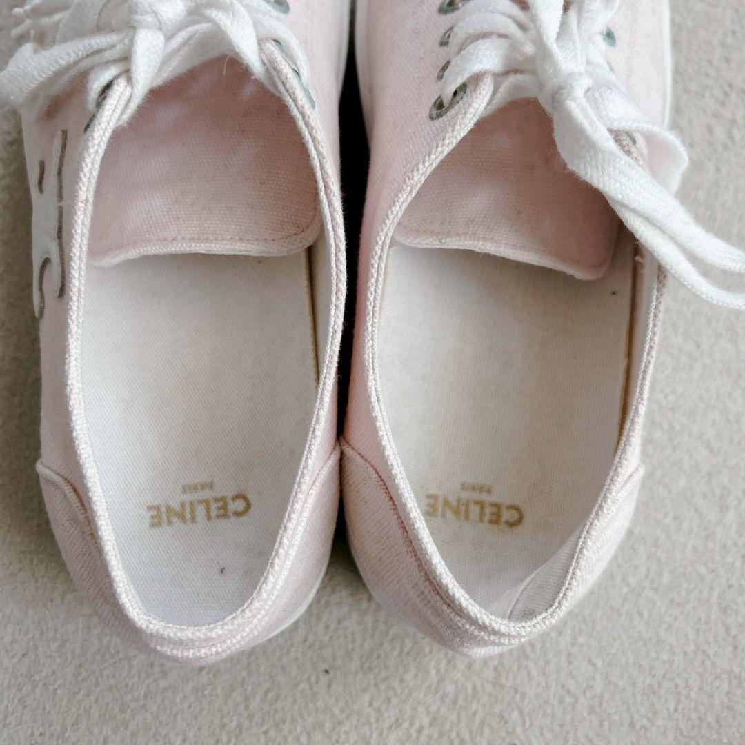 セリーヌ ジェーン トリオンフ プラットフォーム キャンバス スニーカー ピンク