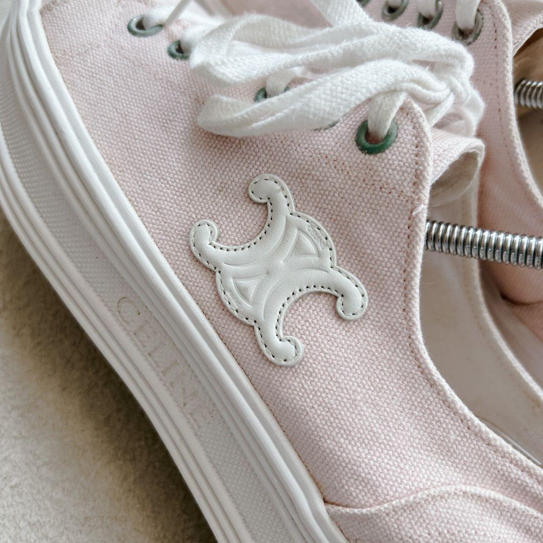 セリーヌ ジェーン トリオンフ プラットフォーム キャンバス スニーカー ピンク