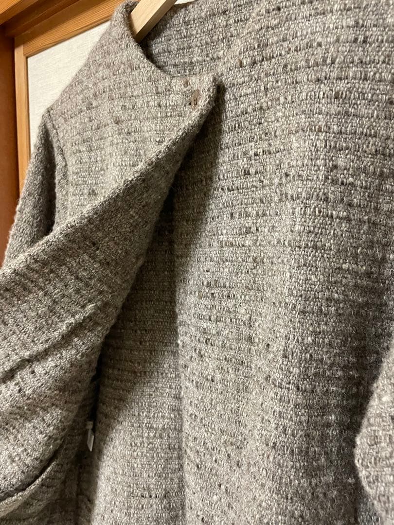 【真木テキスタイル】ジャケット ノーカラーshort カルパ グレー