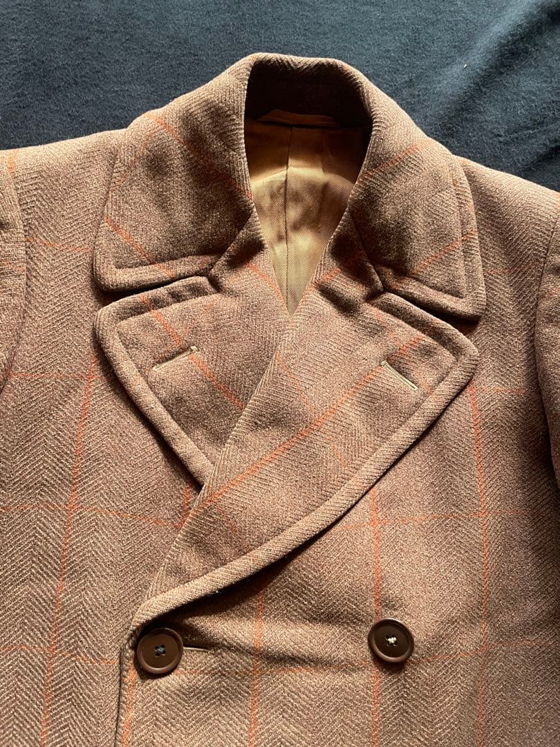40's 英国製CC41ウィンドウペン柄 ダブルブレストチェスターコート