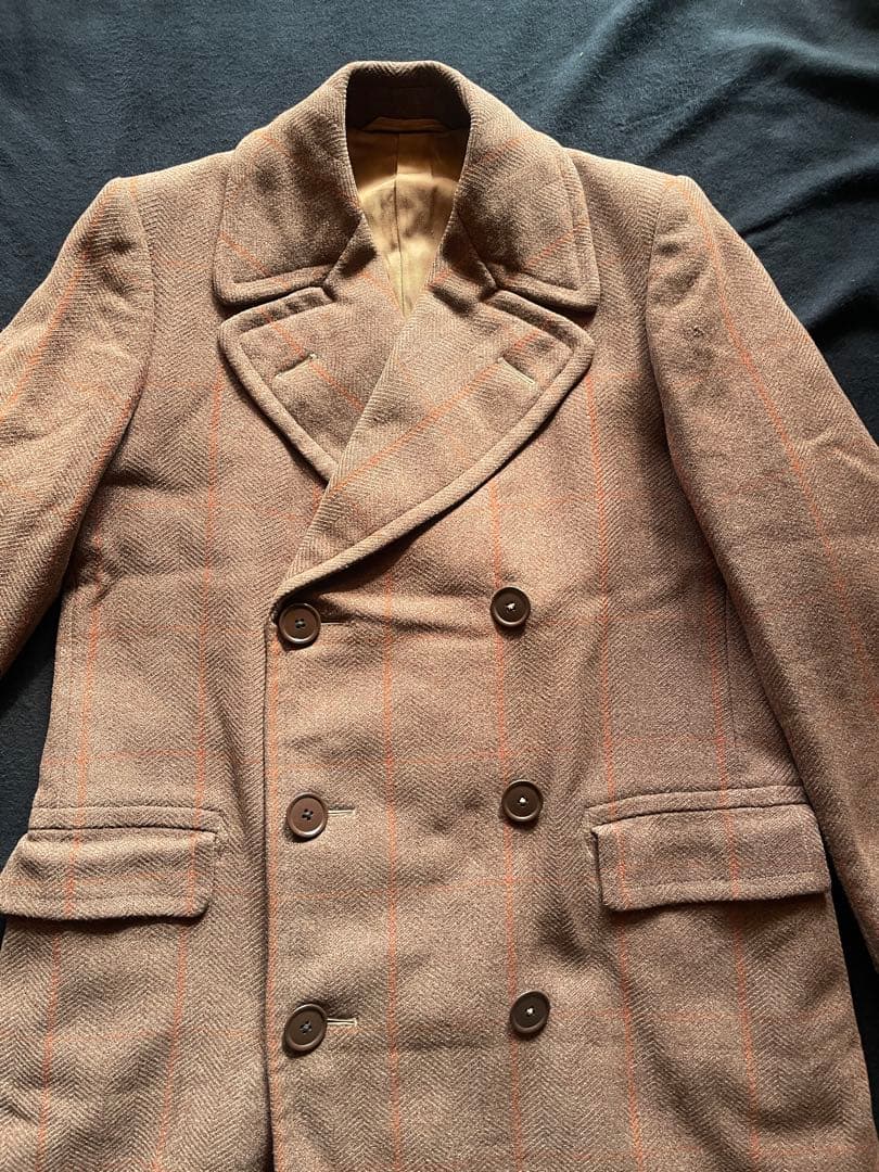 40's 英国製CC41ウィンドウペン柄 ダブルブレストチェスターコート