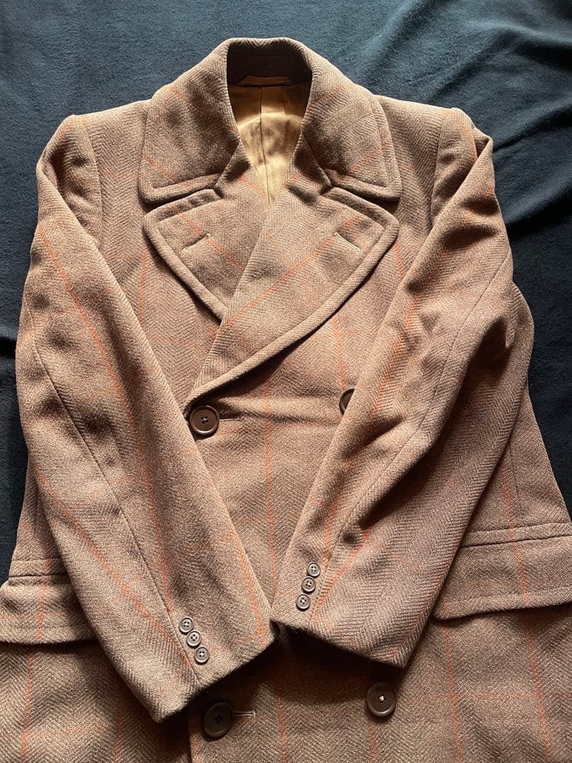 40's 英国製CC41ウィンドウペン柄 ダブルブレストチェスターコート