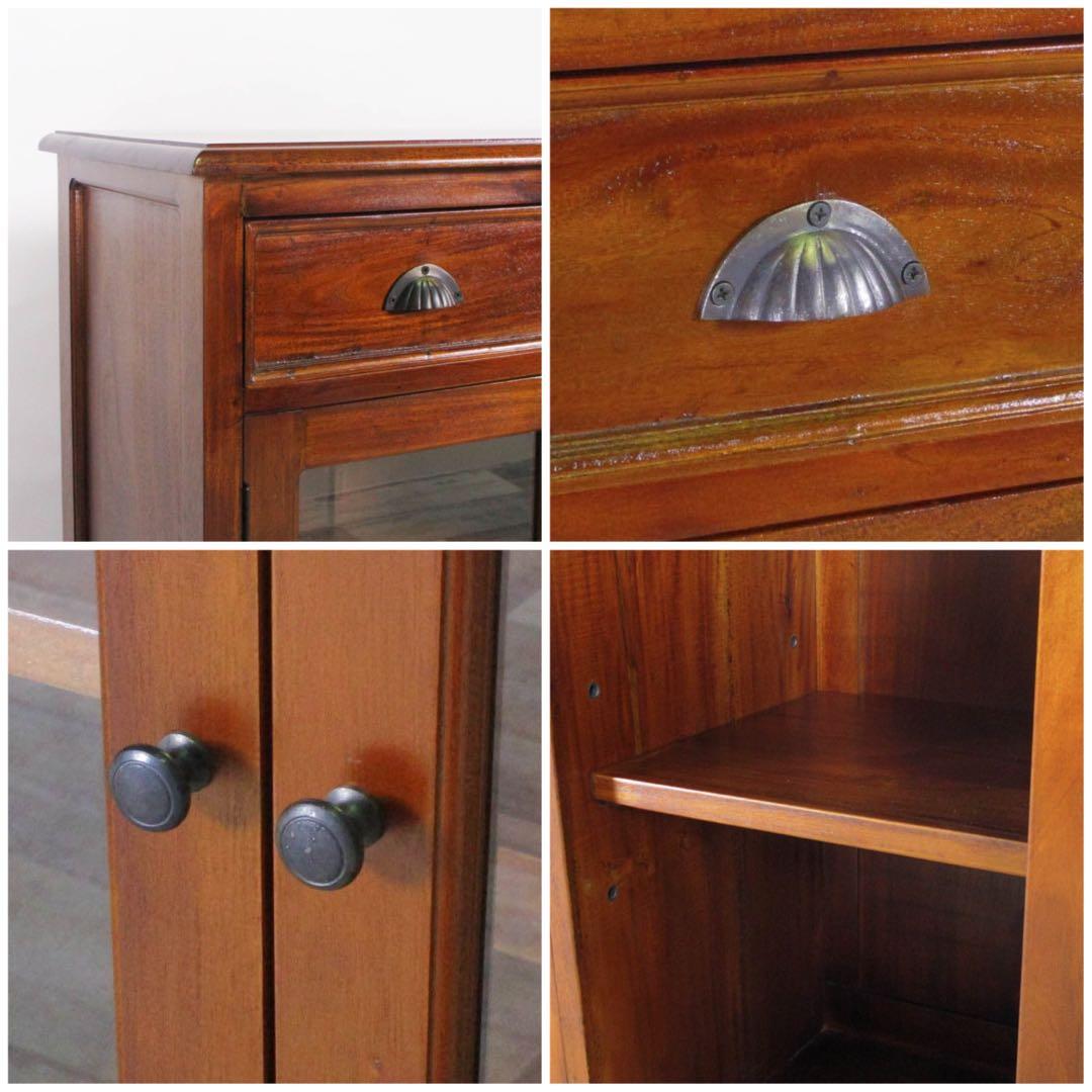 A 新品 アジアン キャビネット アンティーク カントリー 本棚 食器棚 飾り棚