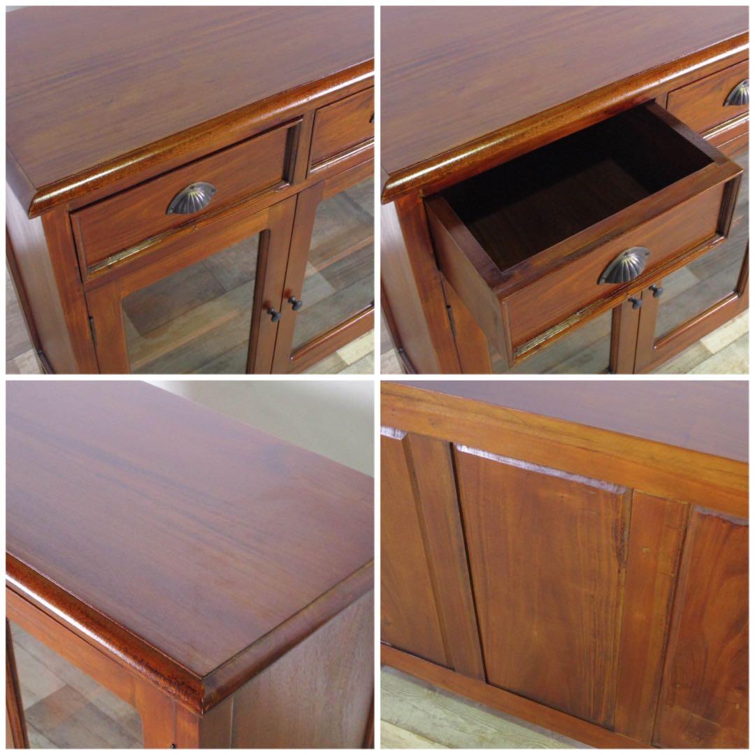 A 新品 アジアン キャビネット アンティーク カントリー 本棚 食器棚 飾り棚