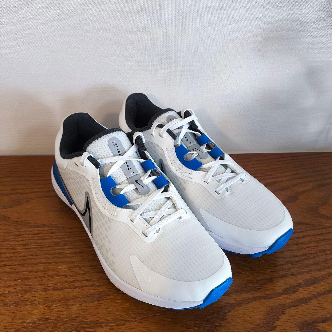【かぶぬし】ナイキ　ゴルフシューズ　インフィニティプロ2　白　青　27.0