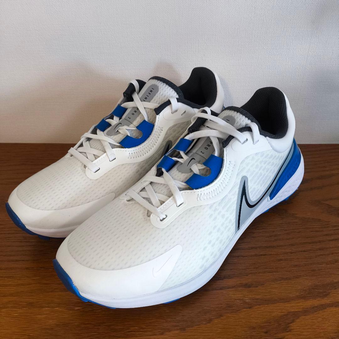 【かぶぬし】ナイキ　ゴルフシューズ　インフィニティプロ2　白　青　27.0