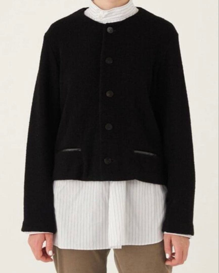 美品 ギャルリーヴィー ファインブークレー クルーネック ジャケット ウール