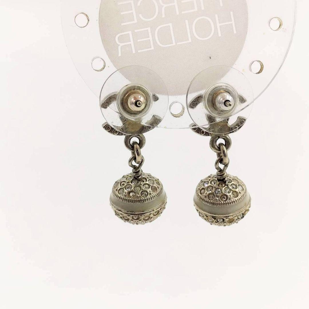 1241 CHANEL ピアス シルバー ミラーボール ストーン ココマーク