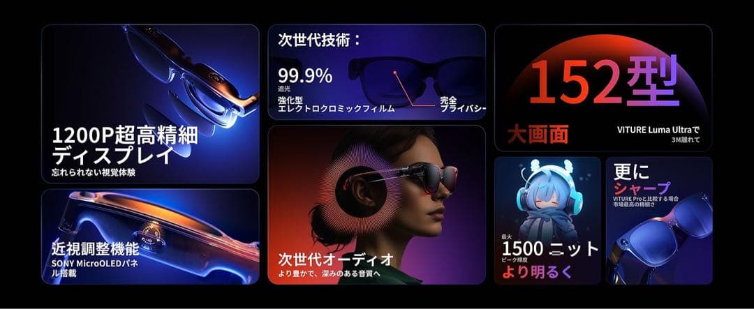 VRグラス VITURE Luma Ultra AR/XR グラス 152インチ