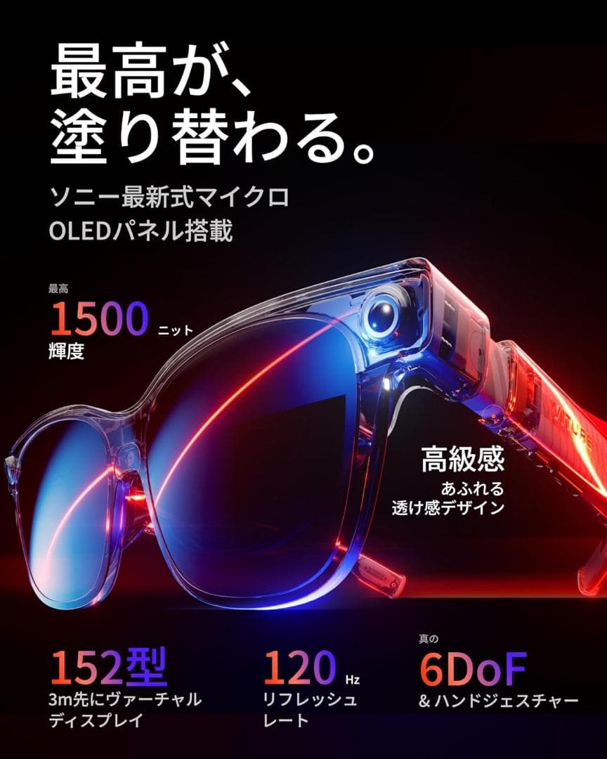 VRグラス VITURE Luma Ultra AR/XR グラス 152インチ