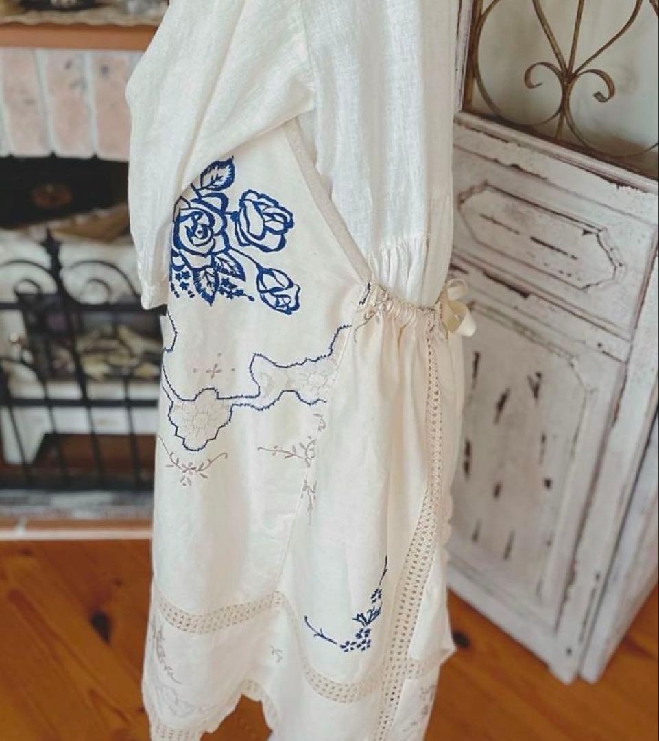 お値下げ　未使用　人気の作家様　ヴィンテージクロスエプロン　ハンドメイド作家様