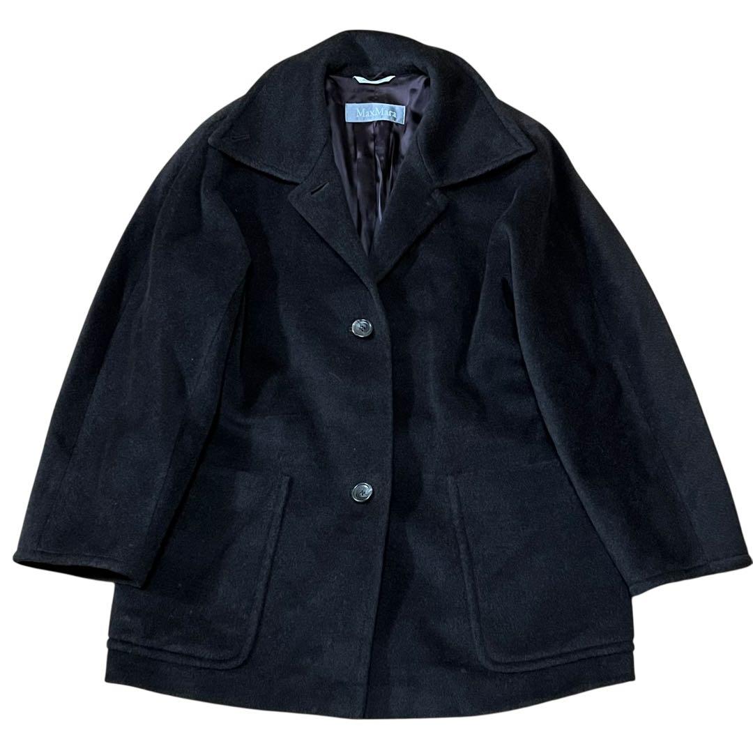 美品 マックスマーラ ウールコート 羽織り ダークブラウン 38