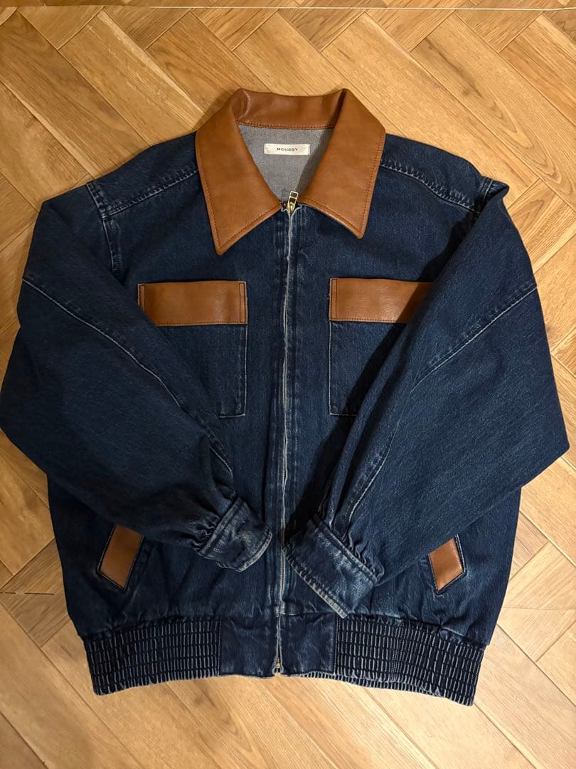 moussy F/LEATHER COLLAR DENIM ジャケット