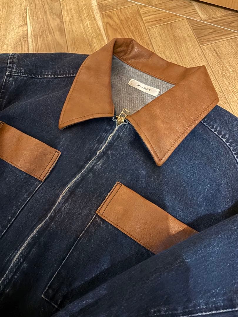 moussy F/LEATHER COLLAR DENIM ジャケット