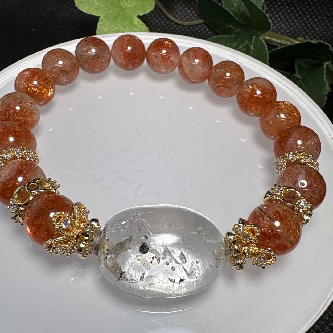 ＊みだきゆ様＊水入り　流砂入り　虹入り水晶　サンストーン　ブレスレット