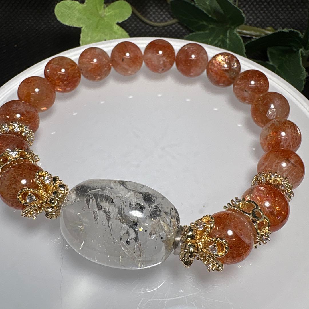 ＊みだきゆ様＊水入り　流砂入り　虹入り水晶　サンストーン　ブレスレット