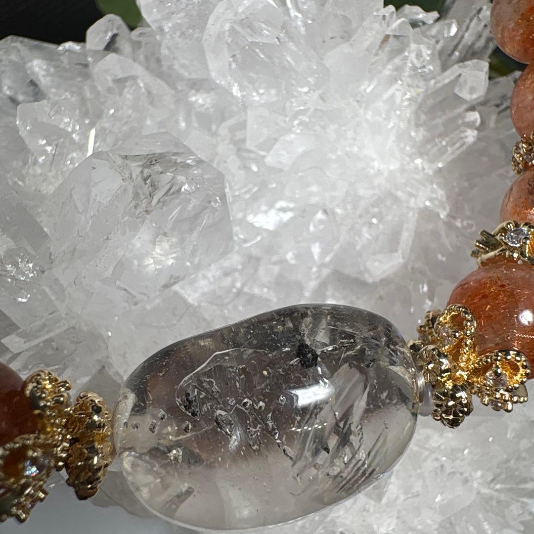 ＊みだきゆ様＊水入り　流砂入り　虹入り水晶　サンストーン　ブレスレット