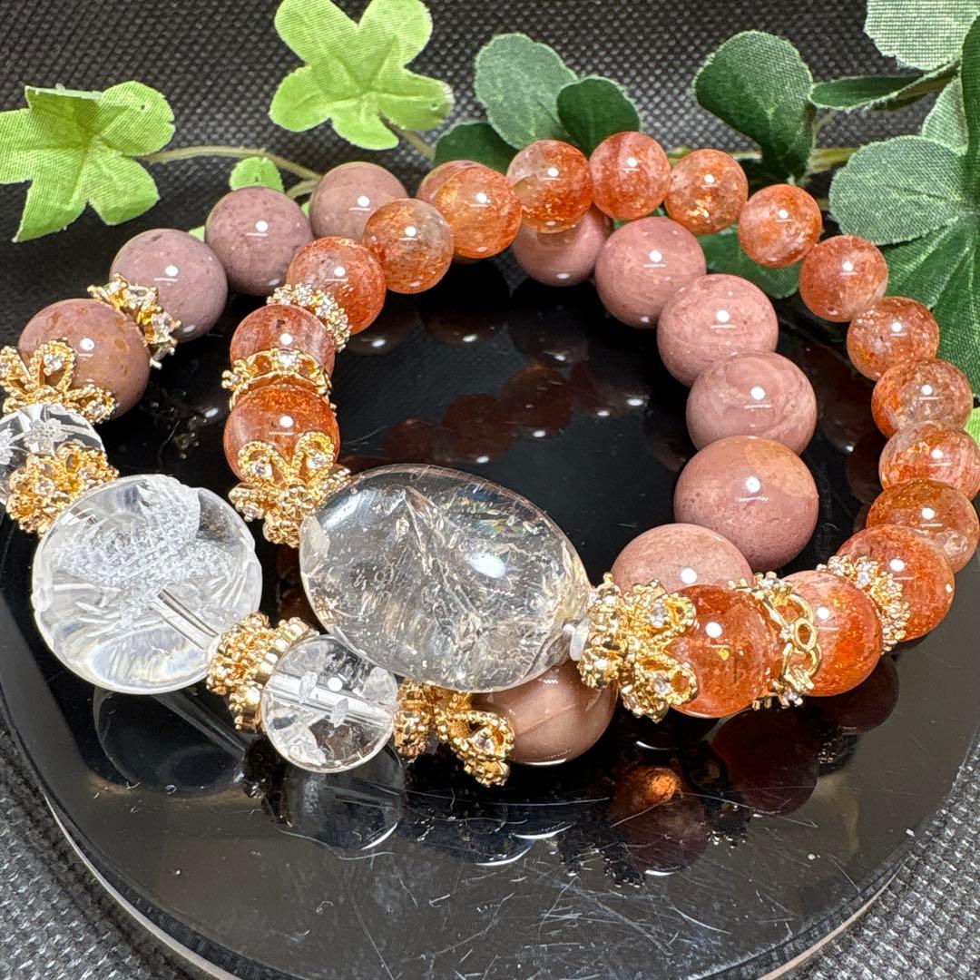 ＊みだきゆ様＊水入り　流砂入り　虹入り水晶　サンストーン　ブレスレット