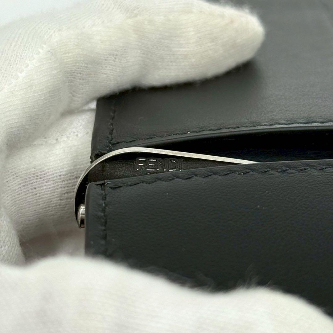 【美品】フェンディ ダイアゴナル マネークリップ ズッカ柄 PVC 黒 箱付き