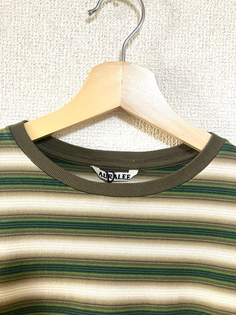 新品AURALEE GRADIENT STRIPE JERSEY L/S TEE