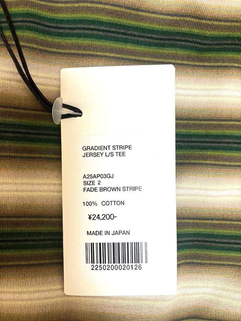 新品AURALEE GRADIENT STRIPE JERSEY L/S TEE