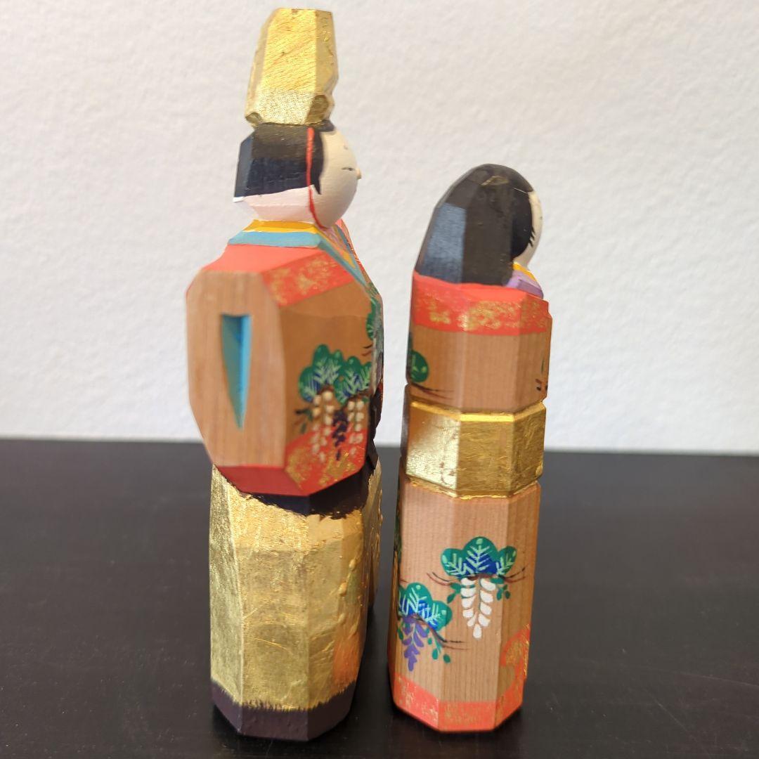 南都　松鳳作　一刀彫　雛　立雛