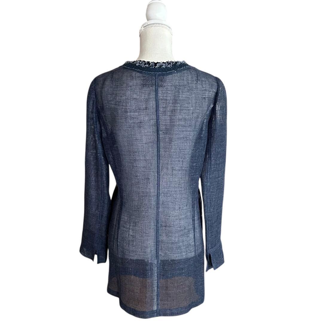 ♦︎インポートロッサ　アラ　麻　リネン　スパンコール　ノーカラージャケット