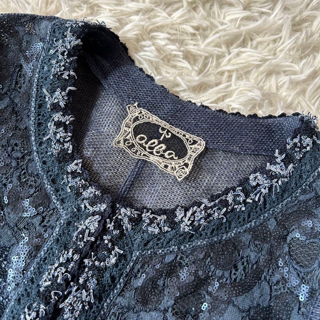 ♦︎インポートロッサ　アラ　麻　リネン　スパンコール　ノーカラージャケット