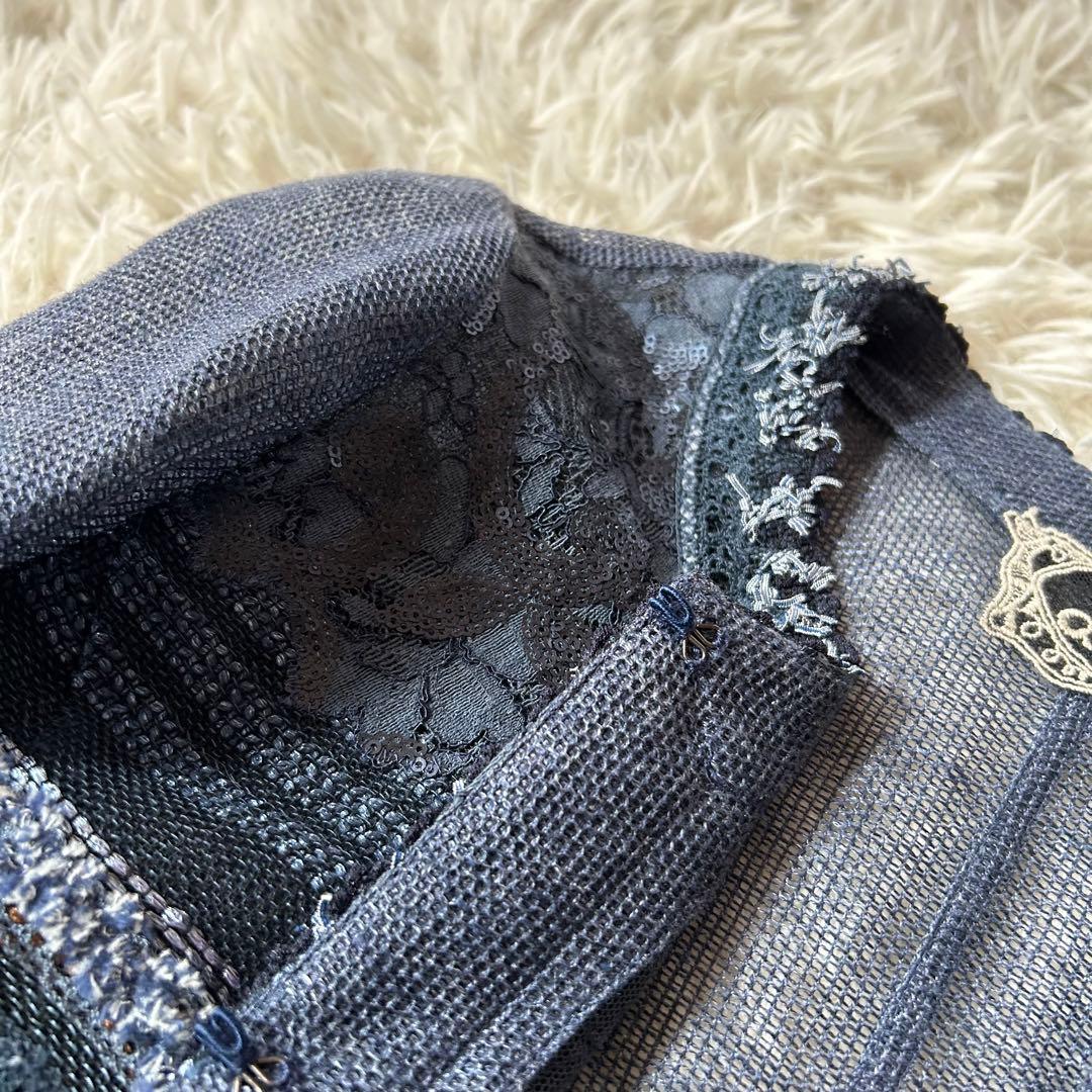 ♦︎インポートロッサ　アラ　麻　リネン　スパンコール　ノーカラージャケット