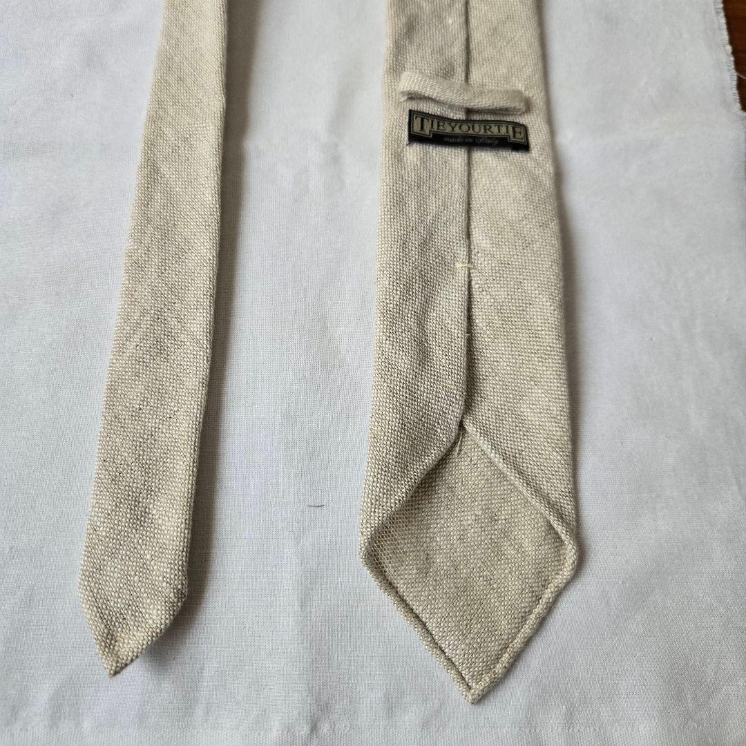 美品　tie your tie イタリア製 リネン ネクタイ スフォデラート
