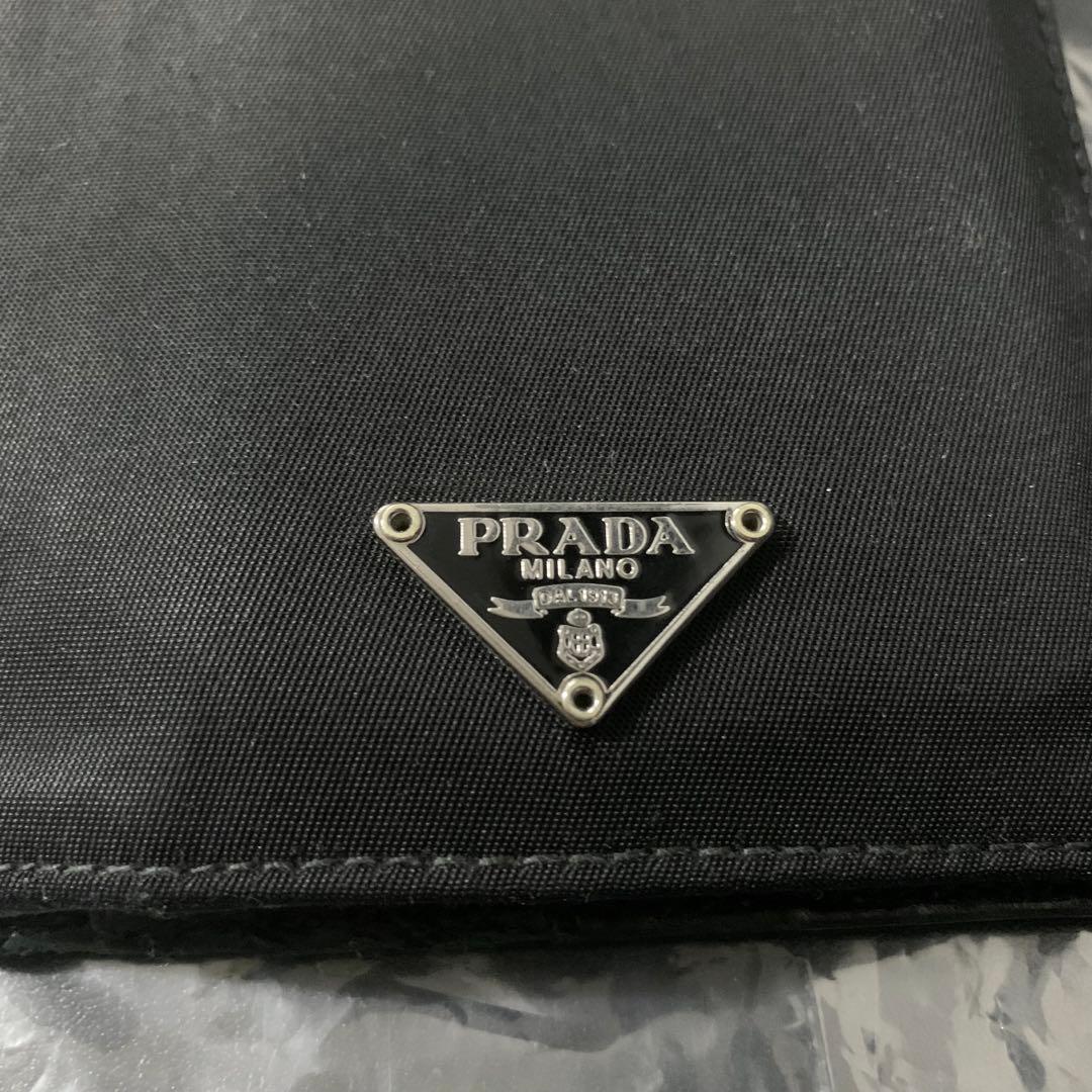 PRADA メンズ 二つ折り財布 ウォレット ロゴプレート 小銭 カード 収納