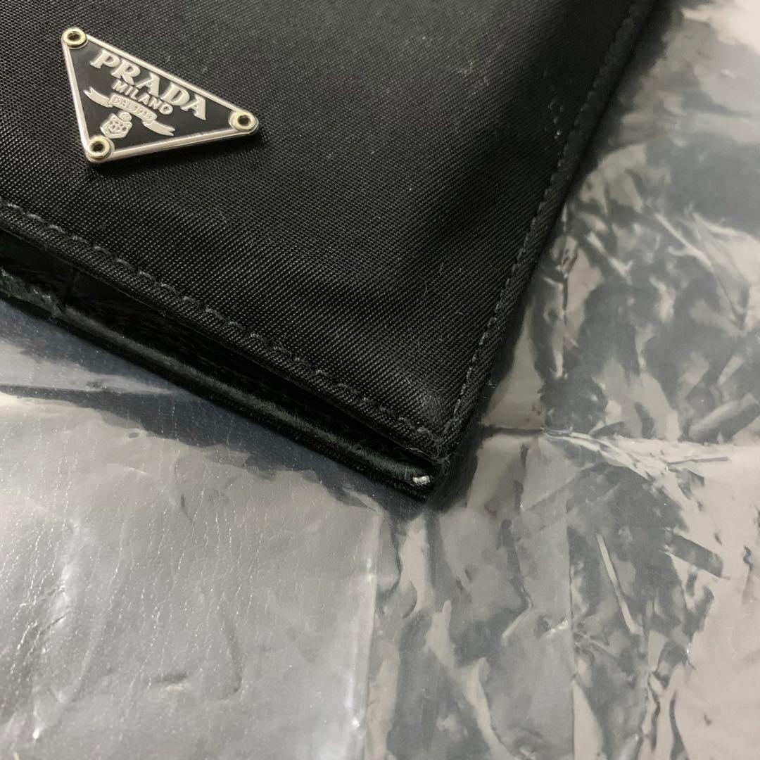 PRADA メンズ 二つ折り財布 ウォレット ロゴプレート 小銭 カード 収納