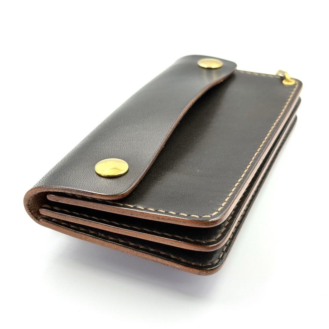 トラッカーウォレット(ブラック) タロンジッパー　3層ヴィンテージタイプ