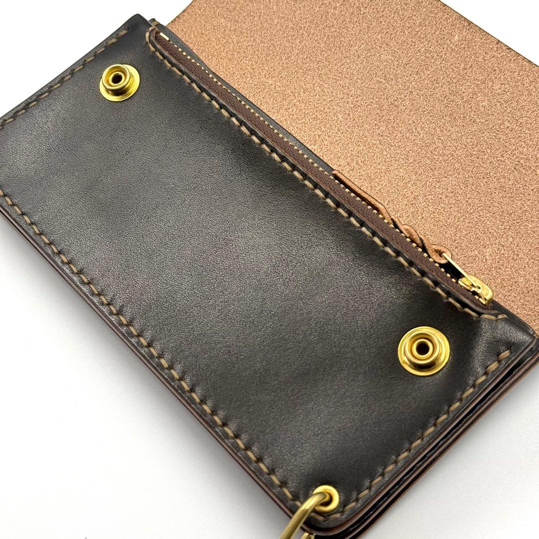 トラッカーウォレット(ブラック) タロンジッパー　3層ヴィンテージタイプ