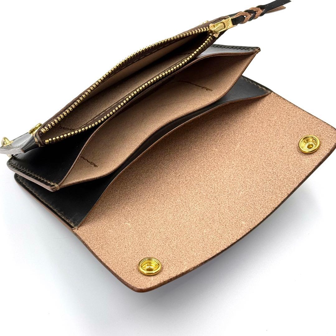 トラッカーウォレット(ブラック) タロンジッパー　3層ヴィンテージタイプ