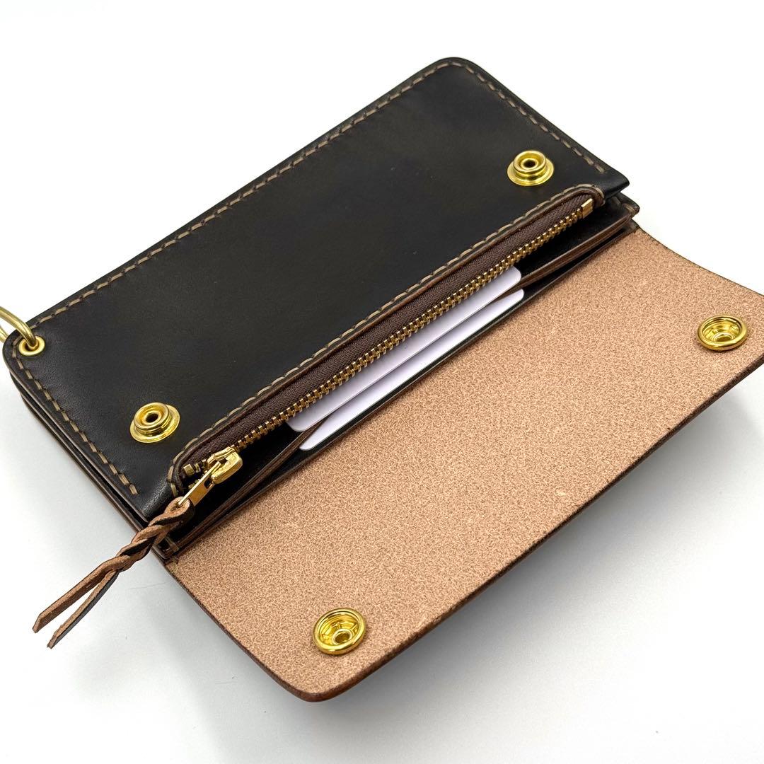 トラッカーウォレット(ブラック) タロンジッパー　3層ヴィンテージタイプ