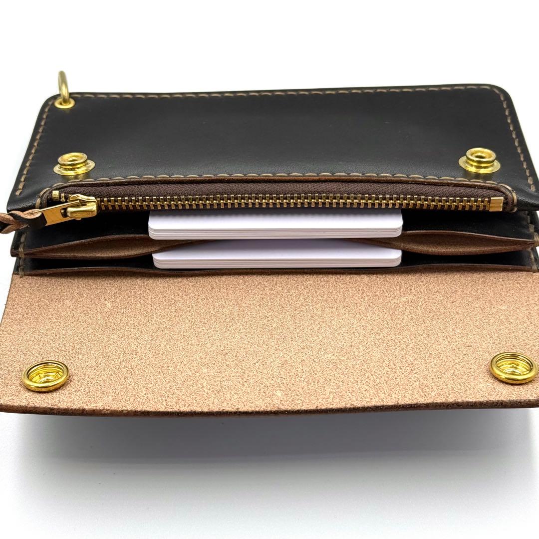 トラッカーウォレット(ブラック) タロンジッパー　3層ヴィンテージタイプ