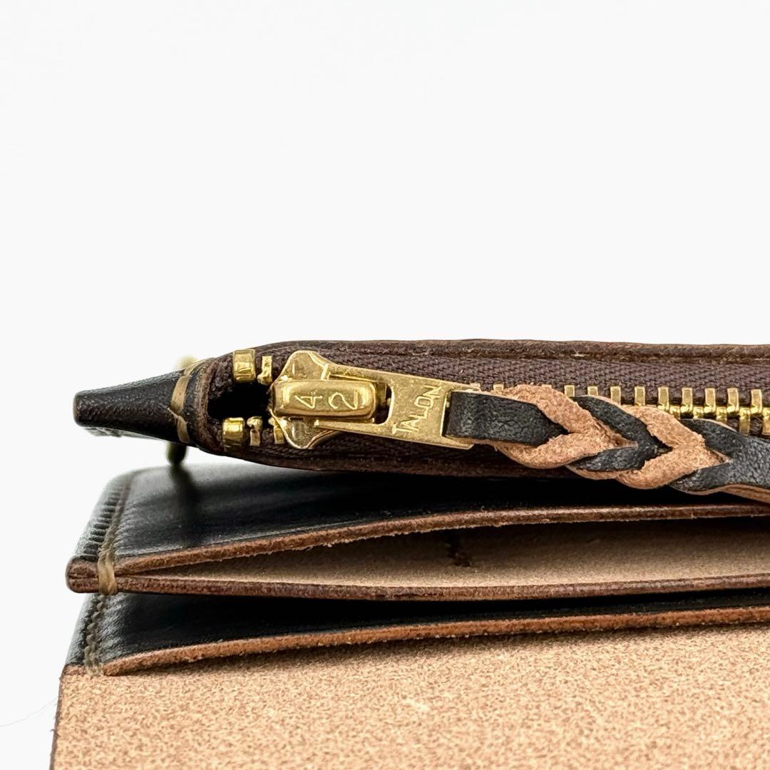 トラッカーウォレット(ブラック) タロンジッパー　3層ヴィンテージタイプ