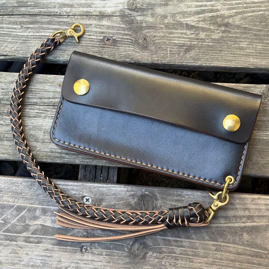 トラッカーウォレット(ブラック) タロンジッパー　3層ヴィンテージタイプ