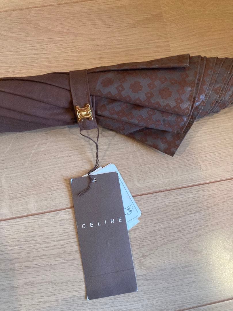 【新品未使用】CELINE 晴雨兼用UVDouble傘 ブラウン親骨47センチ