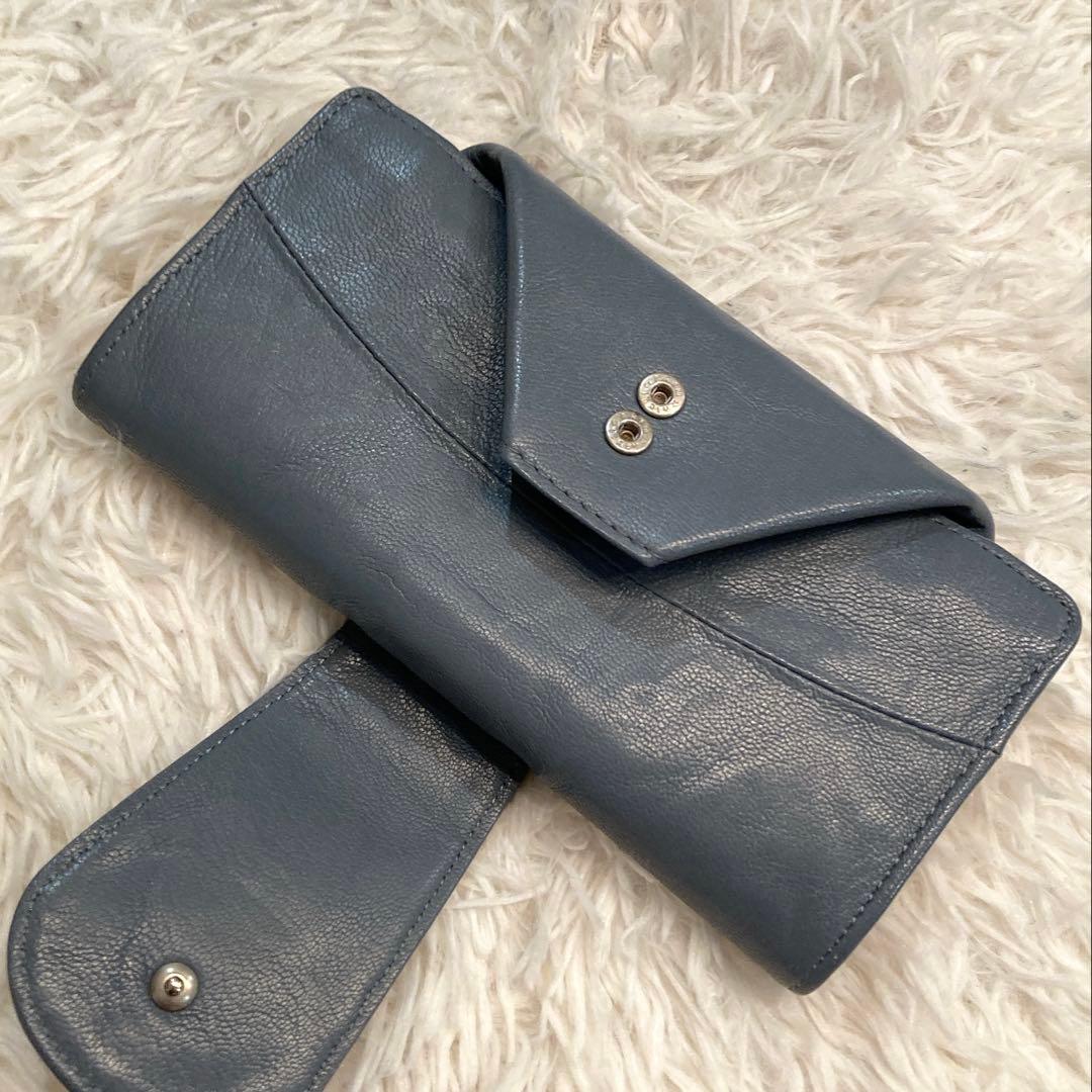 【美品】HIROKO HAYASHI ベファーナ　長財布ミニ　ライトブルー