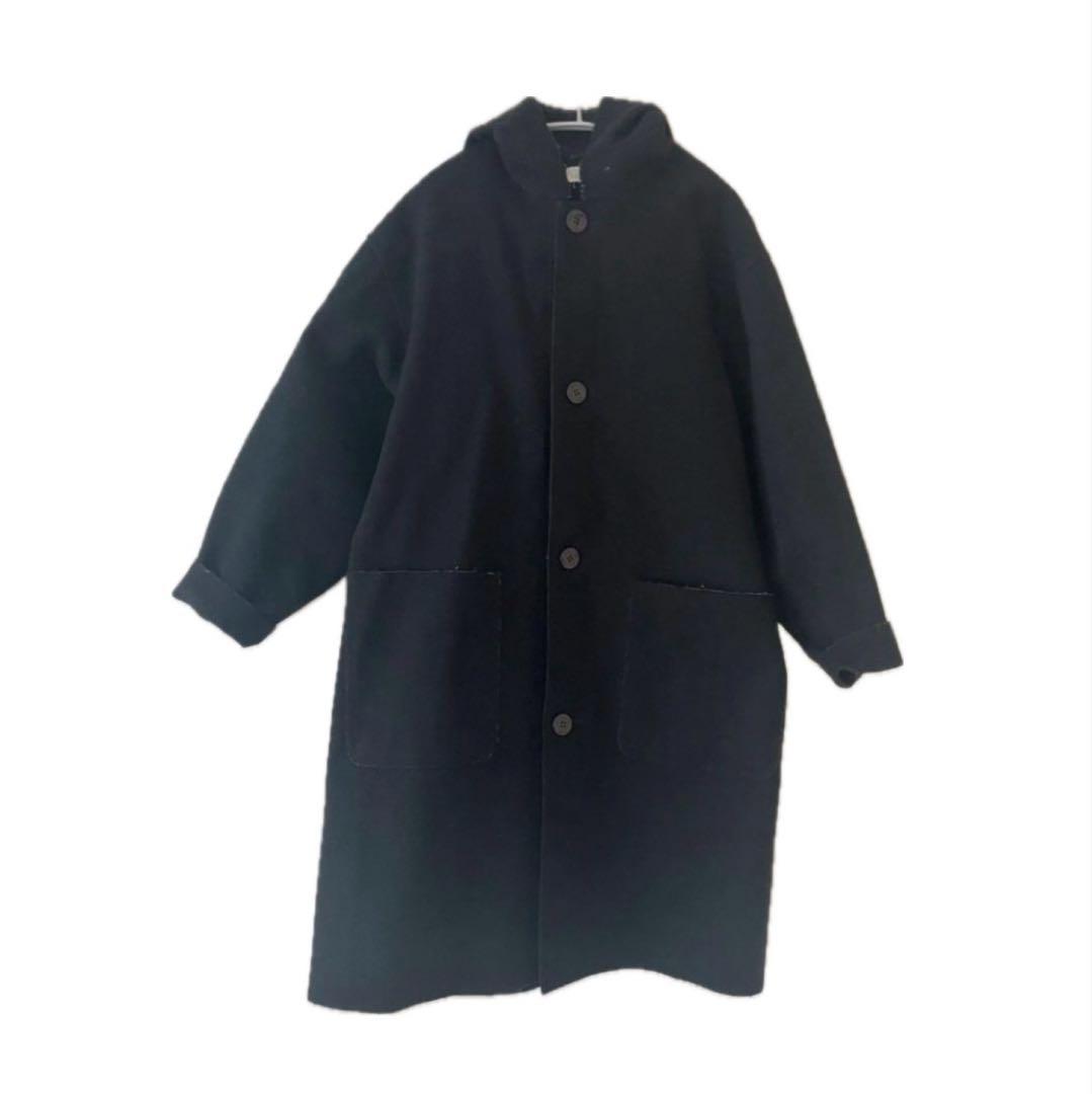 HYKE フード付き黒コート サイズ1