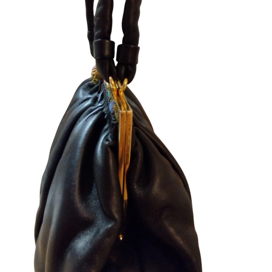 濱野皮革工藝 サンピエトロ 皇室御用達 がま口 ハンドバッグ 貴石 レザー