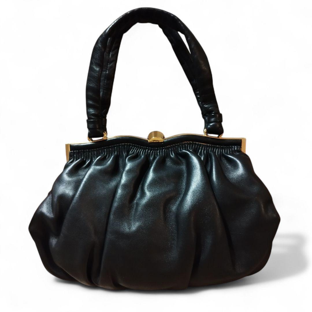 濱野皮革工藝 サンピエトロ 皇室御用達 がま口 ハンドバッグ 貴石 レザー