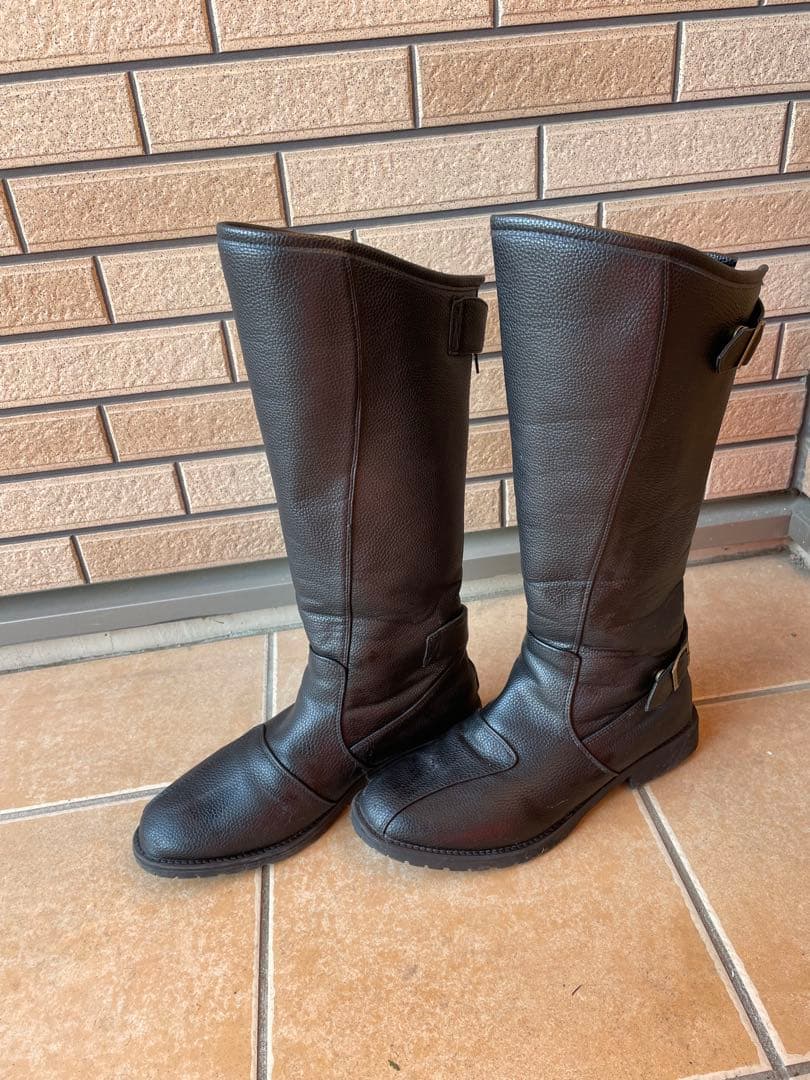 27.5cm 特攻ブーツ！火花でます！分厚い金具付き！レザー長靴 ブラック