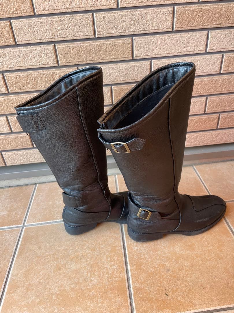 27.5cm 特攻ブーツ！火花でます！分厚い金具付き！レザー長靴 ブラック