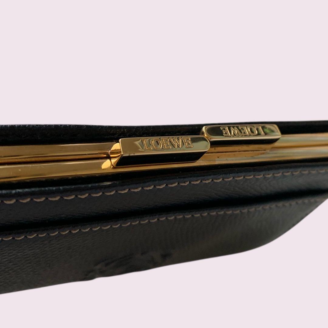 d*4様 LOEWE ロエベ ケース がま口 小銭入れ ブラック レザー